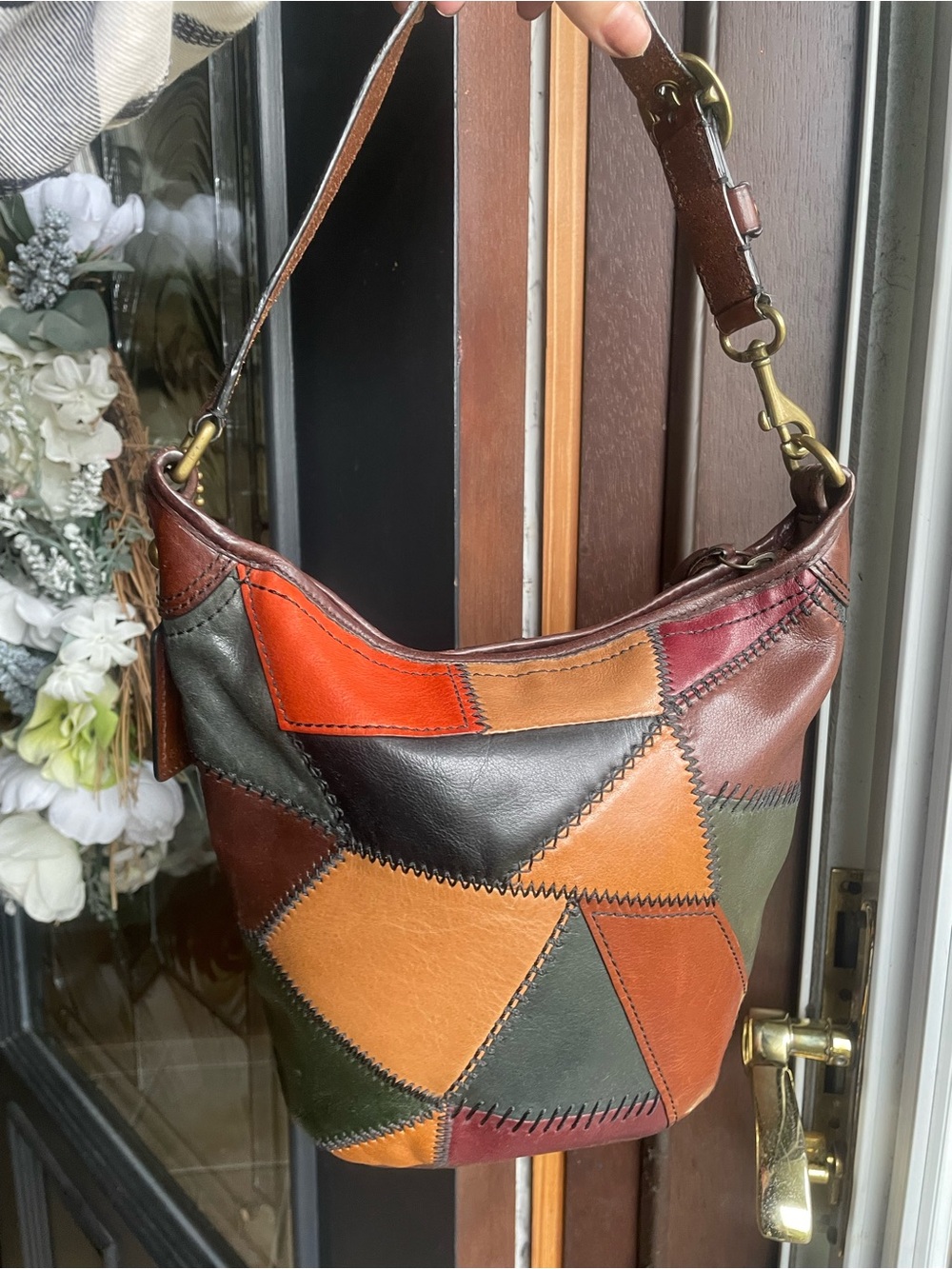 Rare coach patchwork leather bleecker MINI duffle shoulder bag Brown & Orange - Picture 4 of 8